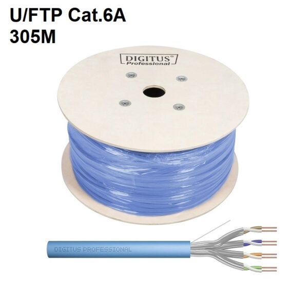 BOBINA U-FTP CAT6A RÍGIDO AZUL 305 MTS.