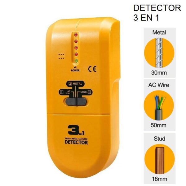 MULTIDETECTOR 3 EN 1 (MADERA, VOLTAJE Y METALES)