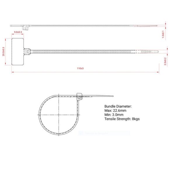 BRIDA DE NYLON 2.5x110mm (PA66) NATURAL MARCADOR - Imagen 3