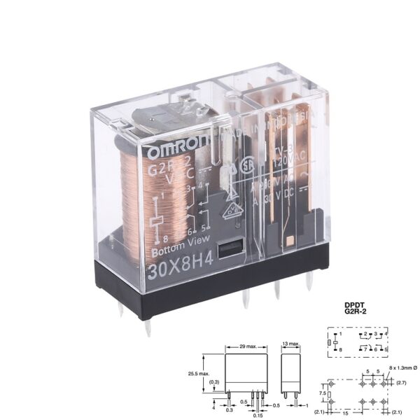 RELÉ DE POTENCIA OMRON G2R-2 DC 24V 5A 2CO (DPDT) C.I.