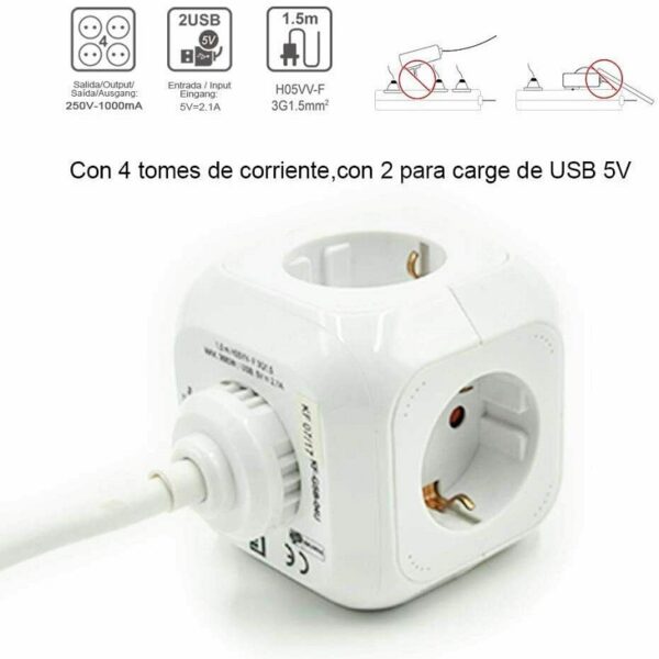 POWERCUBE 4 SALIDAS + 2 USB 3680W - Imagen 4