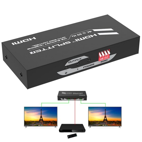 SPLITTER HDMI 2.0V 2 SALIDAS 4K@60Hz EDID