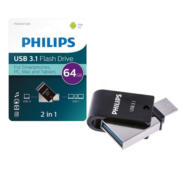 MEMORIA USB 3.1 2EN1 64GB PHILIPS DUAL USB-A / USB-C 3.1