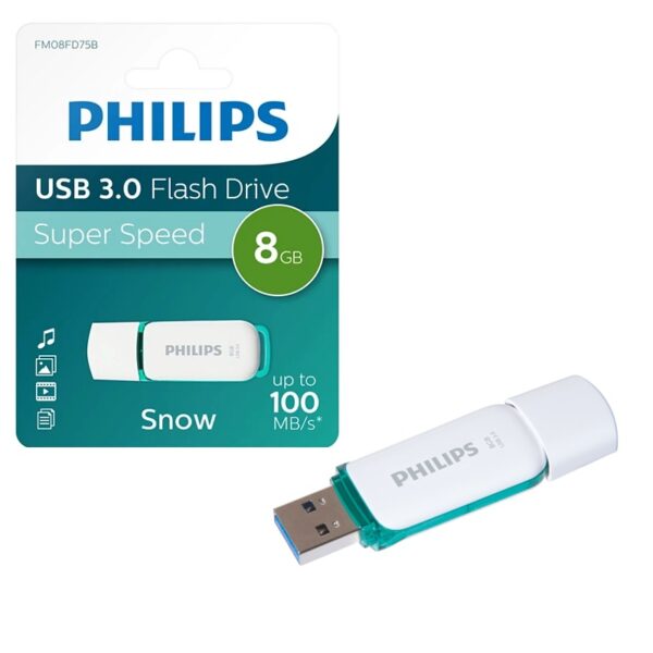 MEMORIA USB 3.0 8GB PHILIPS SNOW BLANCO/VERDE