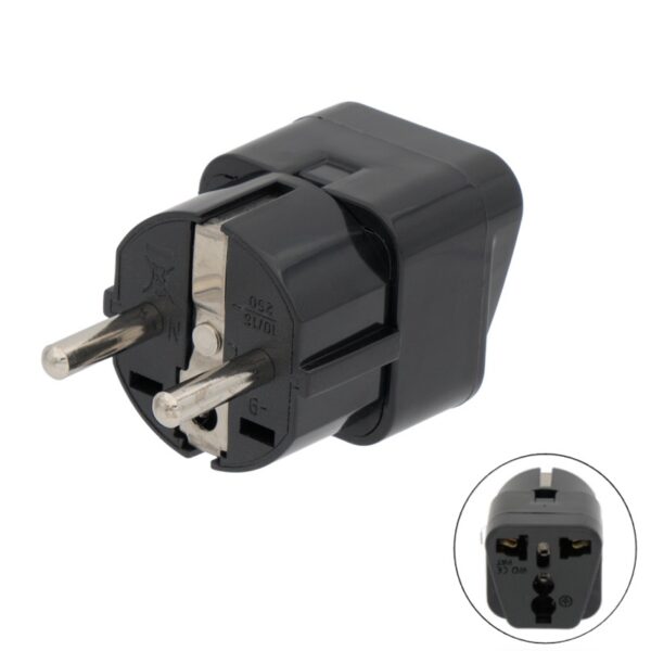 ADAPTADOR CLAVIJA UNIVERSAL A EUROPEA 250V 10/16A CE NEGRO