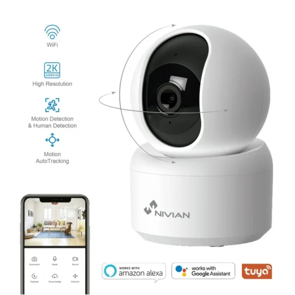 CÁMARA IP WIFI 2K MOTORIZADA NIVIAN CON IA, COMPATIBLE APPS - Imagen 3