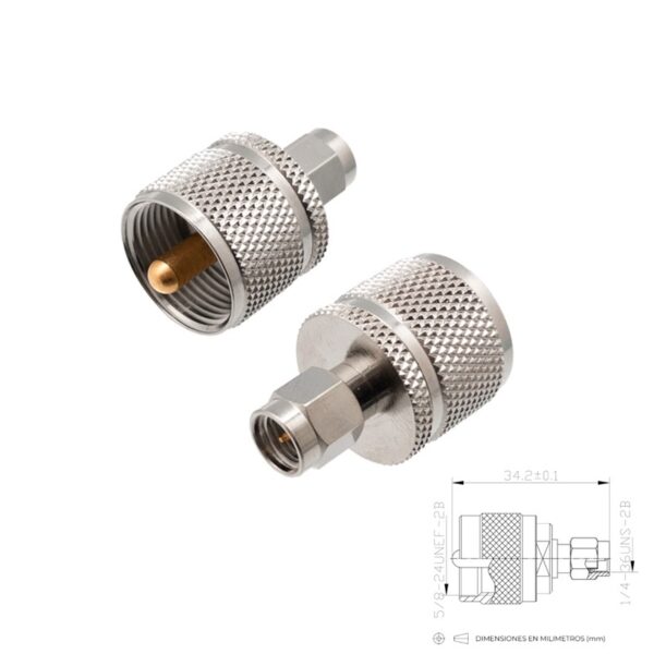 ADAPTADOR COAXIAL PL MACHO - SMA MACHO