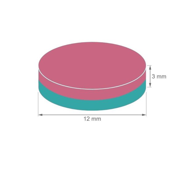 IMÁN DE NEODIMIO DISCO NIQUELADO Ø12mm ALTO 3mm 2.4kg N45 - Imagen 3