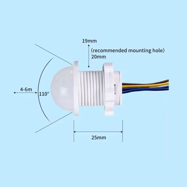 MINI SERSOR PIR INTERRUPTOR AC 220V Ø18mm BLANCO - Imagen 4