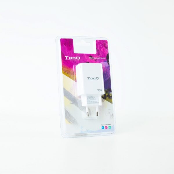 CARGADOR PARED USB-C PD + USB-A QC 45W BLANCO - Imagen 5