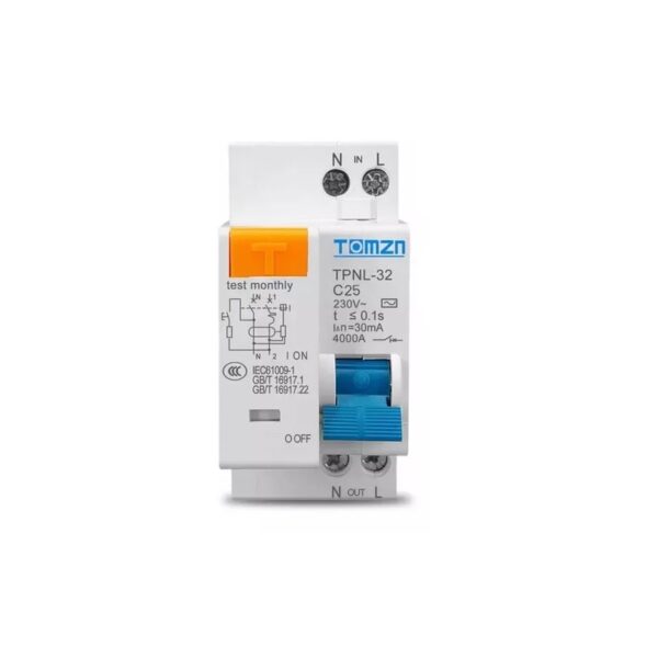 DISYUNTOR CORRIENTE RESIDUAL CON PROTECCION 1P+N 25A