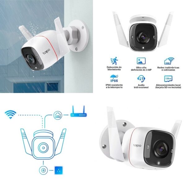 CÁMARA IP WIFI OUTDOOR 2K 3MP TP-LINK TAPO TC65 - Imagen 3