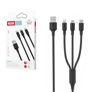CABLE USB 3EN1 (USB-C/MICRO B/LIGHTNING) 2.4A XO NB173 NEGRO 1.2M