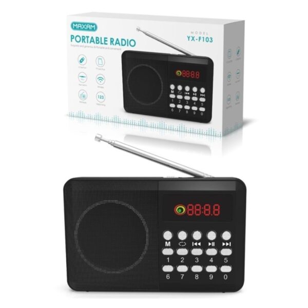 RADIO DIGITAL PORTATIL FM, BLUETOOTH, JACK 3.5MM, USB, TF 5W NEGRO
