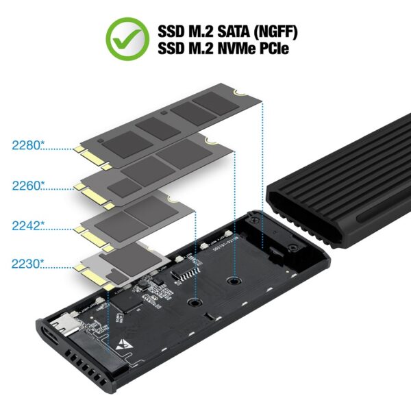 CAJA EXTERNA SSD M.2 NGFF/NVMe PCIe USB-C 3.1 GEN 2 - Imagen 3