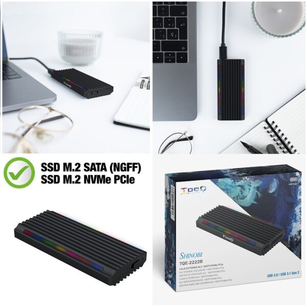 CAJA EXTERNA SSD M.2 NGFF/NVMe PCIe USB-C 3.1 GEN 2 - Imagen 7
