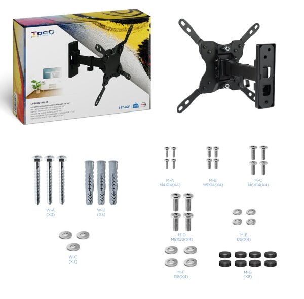 SOPORTE TV 13"/42" 2 ARTICULACIONES PARED 20 KG. - Imagen 5
