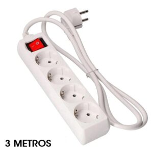 REGLETA ELÉCTRICA 4 SALIDAS SCHUKO + INTERRUPTOR, BLANCO, 3m