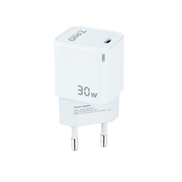 CARGADOR PARED USB-C PD GaN 30W BLANCO