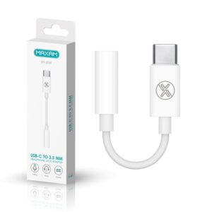 ADAPTADOR USB-C A MINI JACK 3.5mm HEMBRA DAC MAXAM BLANCO