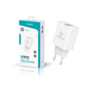 CARGADOR PARED USB DOBLE 2.4A MAXAM 12W BLANCO