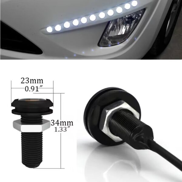 LUZ LED DRL COCHE 12V 9W Ø23mm BLANCO 6700K PACK 2U - Imagen 3