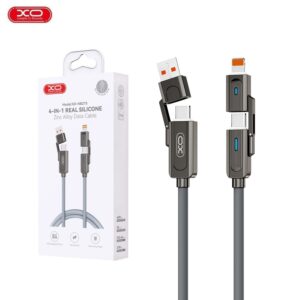 CABLE USB 4EN1 (2x USB-C, USB-A, LIGHTNING) 60W GRIS 1M