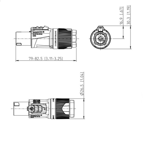 CONECTOR SPEAKON 2P HEMBRA AEREO NEUTRIK CABLE 6-12MM - Imagen 4
