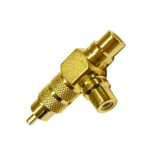 ADAPTADOR AUDIO 1 RCA /M A 2 RCA /H METÁLICO DORADO