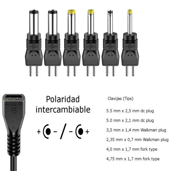 ALIMENTADOR UNIVERSAL 36W REGULABLE 6-24VCC 2.8A MAX. - Imagen 4