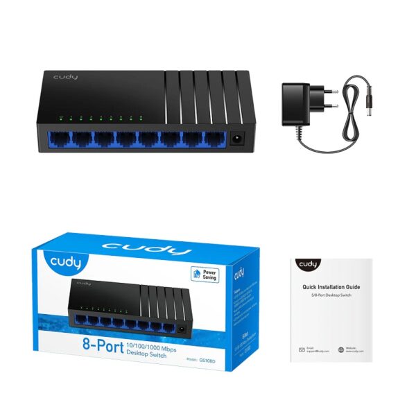 SWITCH ETHERNET 8P GIGABIT AUTO-MDI/MDIX CUDY ESCRITORIO/PARED - Imagen 3
