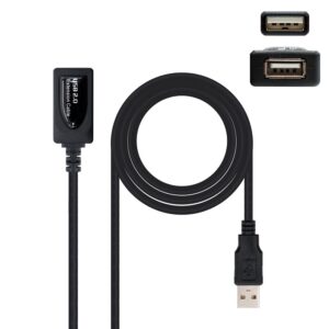 ALARGADOR USB 2.0 TIPO-A  M/H AMPLIFICADO NANOCABLE NEGRO 10M