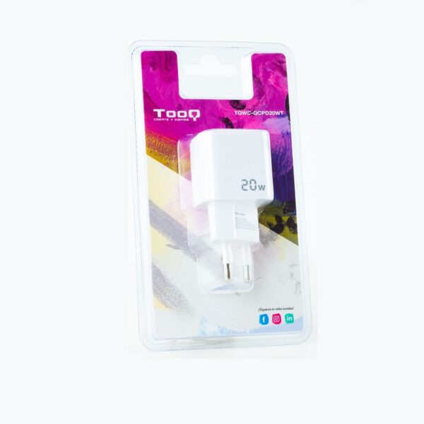 CARGADOR PARED USB-C PD + USB-A QC 20W BLANCO - Imagen 5