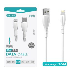 CABLE LIGHTNING A USB-A 2.4A MAXAM 1.5M BLANCO