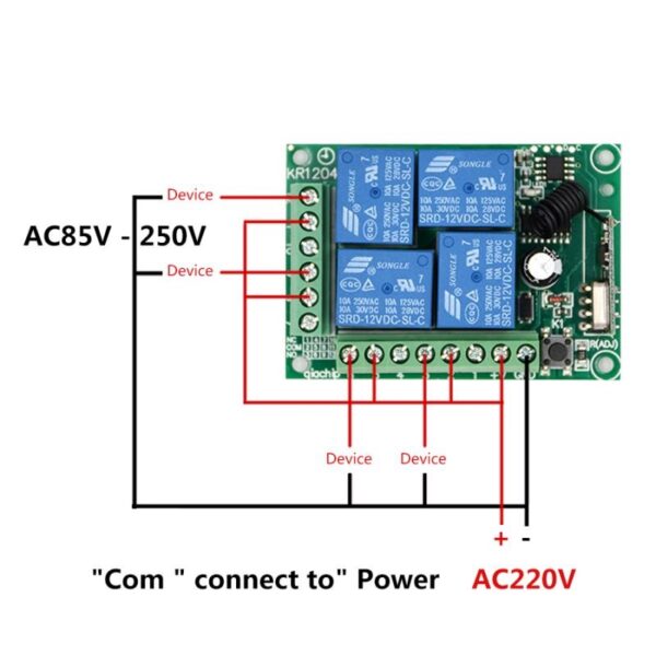 CONTROL REMOTO 4 CANALES 220V + 4 MANDOS - Imagen 3