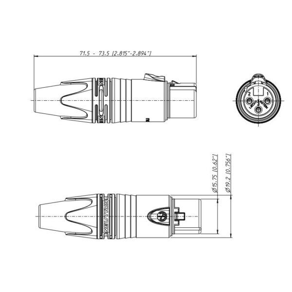 CONECTOR XLR 3P HEMBRA AÉREA NEUTRIK - Imagen 3