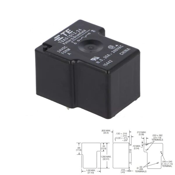 RELE DE POTENCIA TE CONNECTIVITY T9A DC 24V 30A 1CO (SPST-NO) C.I.