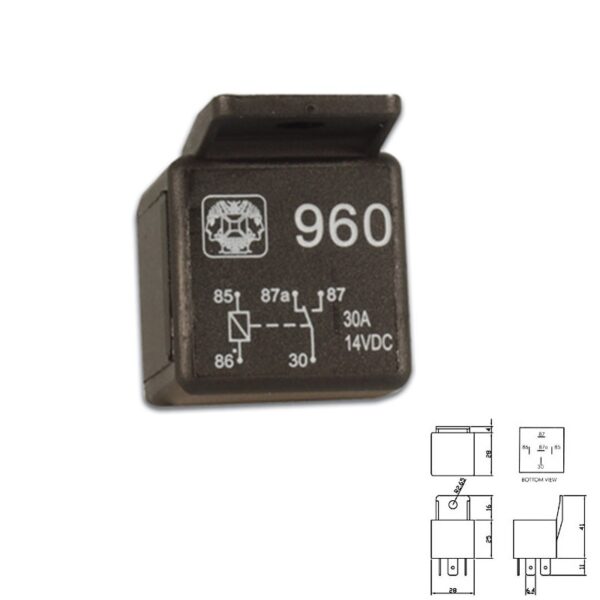 RELÉ DE COCHE DC 12V 30-40A 1CO (SPDT) FASTON