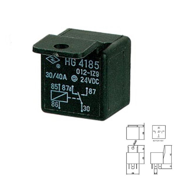 RELÉ DE COCHE DC 24V 30-40A 1CO (SPDT) FASTON