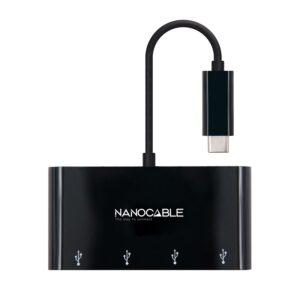 HUB USB-C 3.1 A 4xUSB 3.0 NANOCABLE NEGRO CABLE 10CM