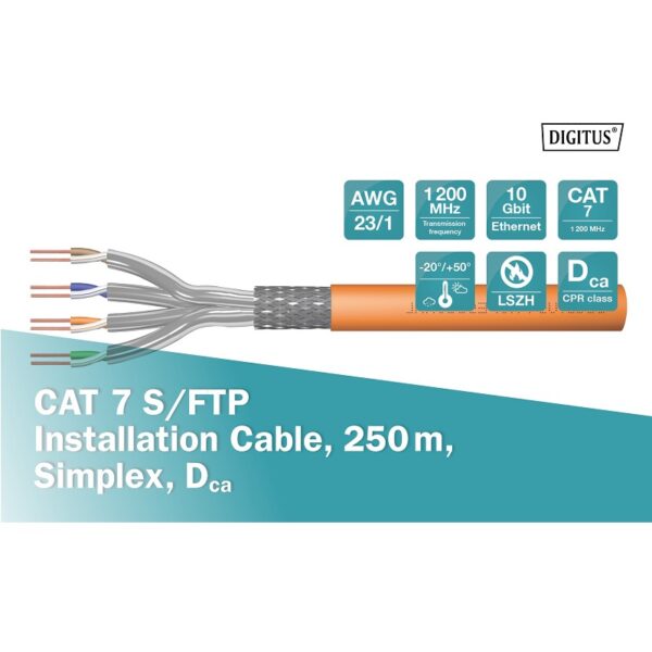 BOBINA S/FTP CAT7 RÍGIDO NARANJA 250m - Imagen 3
