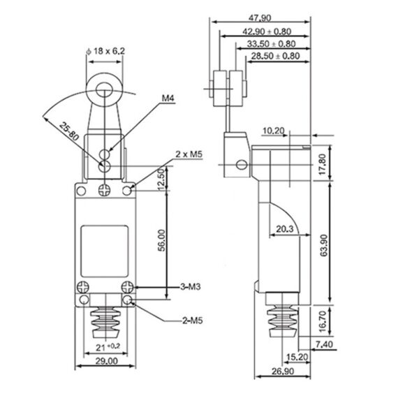 INTERRUPTOR DE LIMITE 2NC+2NO 250VAC 5A ROLDANA - Imagen 3