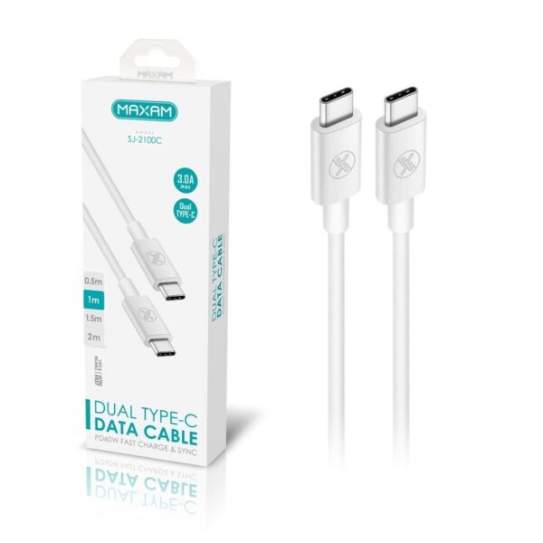 CABLE USB-C A USB-C PD 60W MAXAM BLANCO 1M