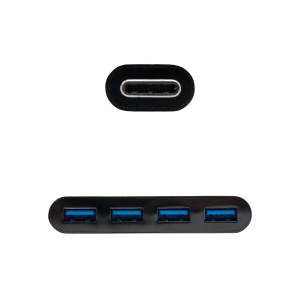 HUB USB-C 3.1 A 4xUSB 3.0 NANOCABLE NEGRO CABLE 10CM - Imagen 3