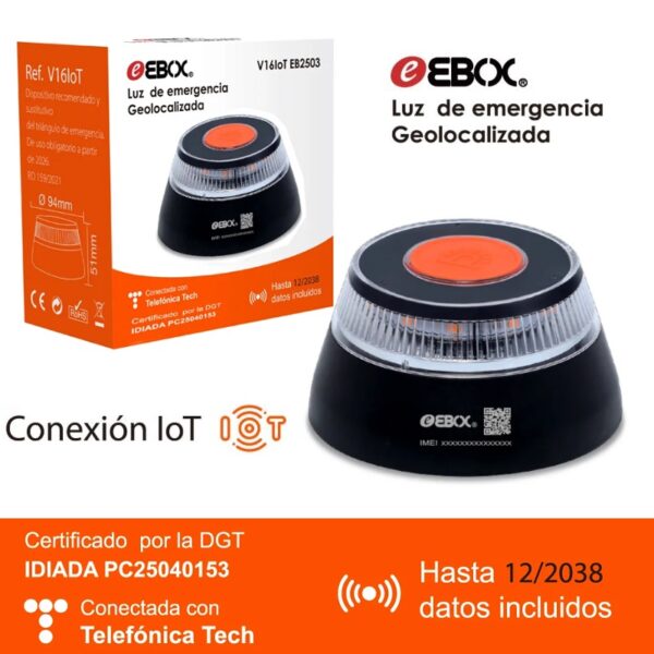 LUZ DE EMERGENCIA GEOLOCALIZADA V16 IoT EBOX HOMOLOGADA DGT