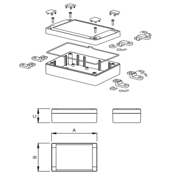 CAJA UNIVERSAL ABS RETEX SERIE 70 110x85x35mm NEGRA - Imagen 3