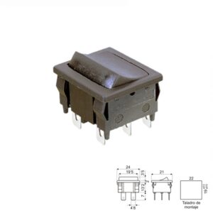 INTERRUPTOR BALANCÍN BIPOLAR ON-OFF 2C. 6A/250V NEGRO