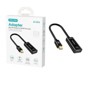 ADAPTADOR MINI DP A HDMI 4K 30Hz MAXAM NEGRO CABLE 0.20M