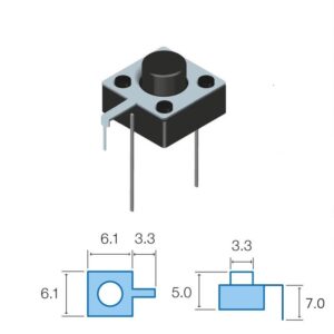 MICRO PULSADOR TACTO VERTICAL SW072/1 C.I.  2 PINES + SUJECCIÓN