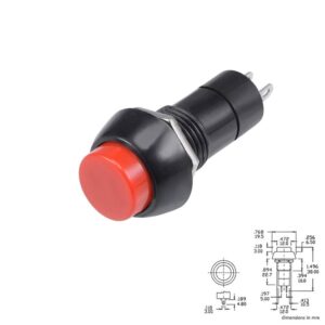 INTERRUPTOR REDONDO OFF-ON Ø19.5mm 1Co 1A/125V CHASIS ROJO